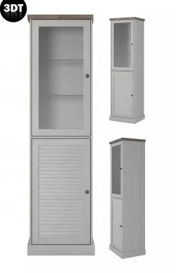 Shelf 3D model in colonial style with glass  Low-poly 3D model