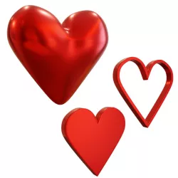 Simple Cartoon Heart many Models Format Low-poly 3D model
