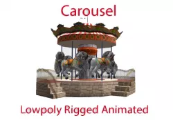 Spinning carousel with horses up and down Low-poly 3D model