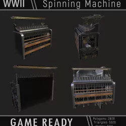 Spinning machine WWII Low-poly 3D model