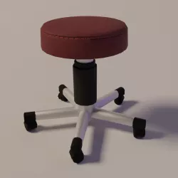 Stool in Leather and metal Low-poly 3D model