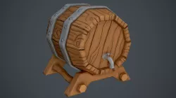 Stylized cartoon-like barrel with crane Low-poly 3D model