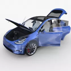 Tesla Model Y AWD Blue with interior and chassis 3D model