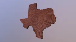 Texas map shaped wood cut plank 3D model