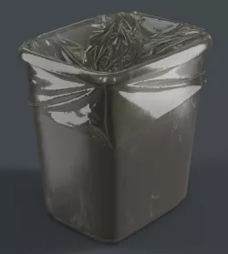 Trash can with trash bag - Low poly game mesh Low-poly 3D model