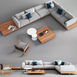 Tribu Vis a Vis Sofa and Rocking Chair 3D model