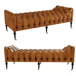 Tufted Chesterfield Leather Bench 3D model