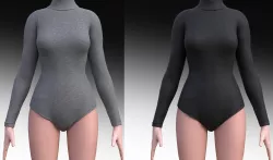 turtleneck bodysuit - grey and black swimsuit Low-poly 3D model