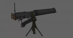 Vickers Machine Gun 3D LowPoly Low-poly 3D model