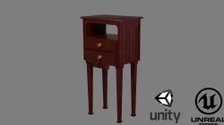 Vintage Bedside Table Low-poly 3D model