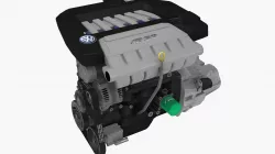Volkswagen Golf R32 VR6 24v engine Low-poly 3D model