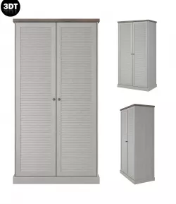 Wardrobe 3D model in colonial style Low-poly 3D model