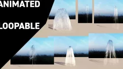 Water jet animated fountains Straight jets collection 3D model