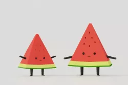 Water Melon Cartoon Character  Low-poly 3D model