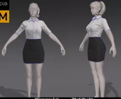 working uniform Marvelous Designer  Women s suit skirt  blouse 3D model