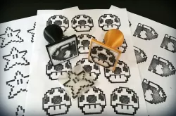 Geeky 8bit character Rubber Stamps