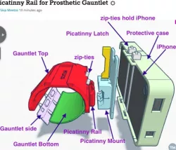 Picatinny Rail to mount an iPhone on a Prosthesis