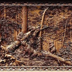bear with cubs in the forest scene frame