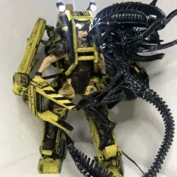 DIY Alien vs. Power Loader fight with LED lights