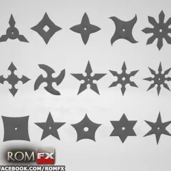 FREE - Shurikens Ninjas 15 stars models pack