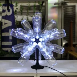 Ikosaeder Christmas star lamp from used plastic bottles