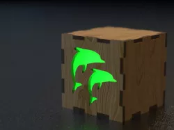 Laser Cut LED Dolphin Cube