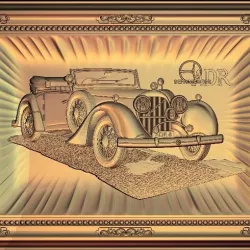 Old vintage car in a frame