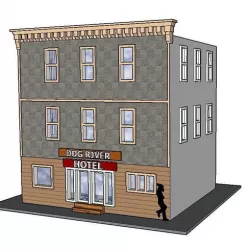 PREMIUM N Scale Rural Town Hotel (#5 of 7 in set)