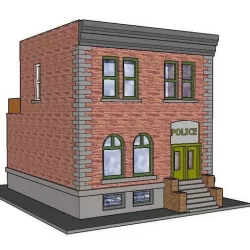 PREMIUM N Scale Rural Town Police Station (#6 of 7 in set)
