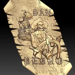 san pedro skull pirate ship boat cnc art frame