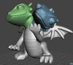 Two Headed Cute Rearing Dragon