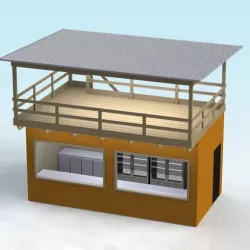 1:32 scale face-brick building with roof deck