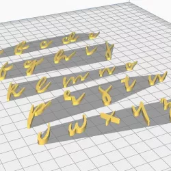 Handwriting English Alphabet 3D Text