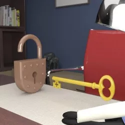 Padlock with Old Fashioned Key
