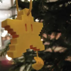Pixel Christmas star & moon