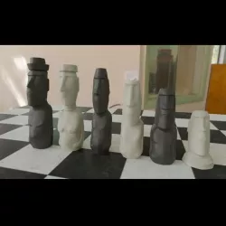 STL 3D printable Moai Chess Set Pieces model