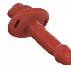 Double-Cock Lockable Realistic Penis Mouth Gag Plug with Adjust Strap SM bondage 03-01 3d print
