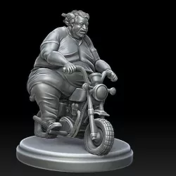Fat man on tiny bike