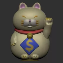 Fortune cat coinbank and figurine