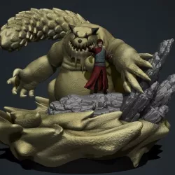 gaara and shukaku 3d print statue 3D print model - naruto shippuden -
