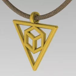 Geometric Cube in Triangle Pendant