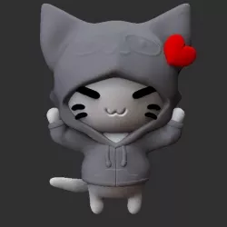 hooded cat keychain