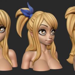 fairy tail character - lucy high poly low poly model 3D model 3D printable