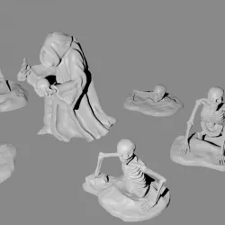 Necromancer and skeleton miniatures