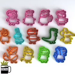 PEPPA PIG FAMILY & FRIENDS FONDANT COOKIE CUTTER MOULD 3D PRINT MODEL