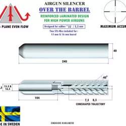 Silencer over the barrel caliber 22