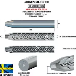 Silencer REVOLUTION caliber 22 250 mm