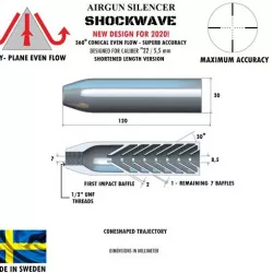 Silencer shockwave caliber 22 120 mm