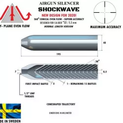 Silencer shockwave caliber 22 195 mm