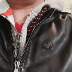 Star Trek logo on a leather jacket